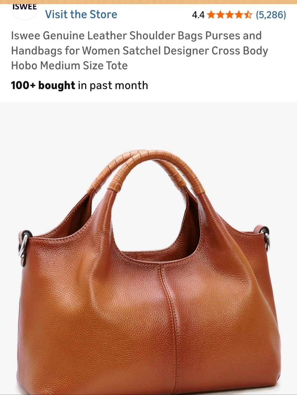 Brown Pebbled Leather Hobo Bag with Wrapped Handles